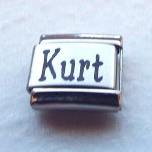 Name Kurt laser 9mm stainless steel italian charm bracelet link new